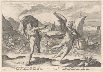 Coronis bliver til en krage Metamorphoses of Ovid (serietitel) af Hendrick Goltzius (workshop of)