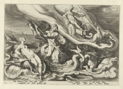 Juno klager til Thetis og Oceanus Ovids metamorfoser (serietitel) af Hendrick Goltzius (workshop of)