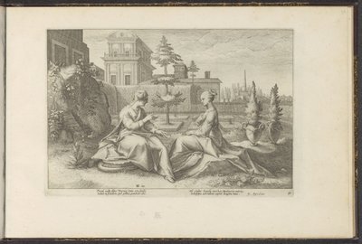 Juno nærmer sig Semele i skikkelse af Beroe Ovids metamorfoser (serietitel) Genskabelser af P. Ovidius Naso (serietitel) af Hendrick Goltzius (workshop of)