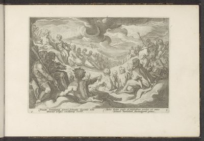 Jupiter tilkalder de olympiske guder Ovids metamorfoser (serietitel) Genskabelser af P. Ovidius Naso (serietitel) af Hendrick Goltzius (workshop of)