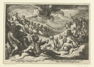 Jupiter tilkalder de olympiske guder Ovids metamorfoser (serietitel) af Hendrick Goltzius (workshop of)