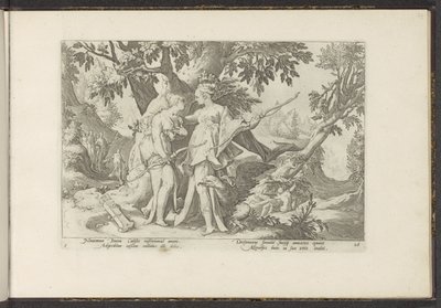 Jupiter forfører Callisto i skikkelse af Diana Ovids metamorfoser (serietitel) Genskabelser af P. Ovidius Naso (serietitel) af Hendrick Goltzius (workshop of)