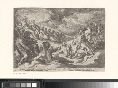 Jupiter spørger de olympiske guder til råds Metamorphoses of Ovid (serietitel) af Hendrick Goltzius (workshop of)