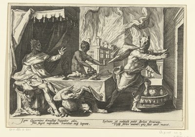 Lycaon bliver til en ulv Ovids metamorfoser (serietitel) af Hendrick Goltzius (workshop of)