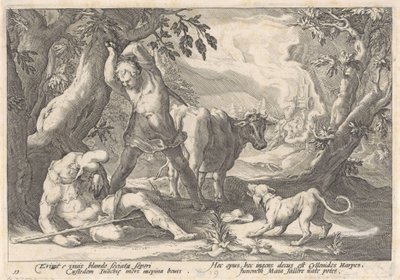 Mercury dræber Argus Metamorphoses of Ovid (serietitel) af Hendrick Goltzius (workshop of)