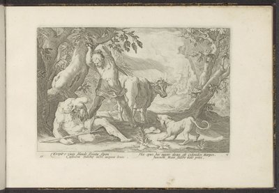 Mercurius doodt Argus Ovids metamorfoser (serietitel) The Herescheppingen van P. Ovidius Naso (serietitel) af Hendrick Goltzius (workshop of)