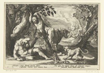 Mercurius doodt Argus Ovids metamorfoser (serietitel) af Hendrick Goltzius (workshop of)