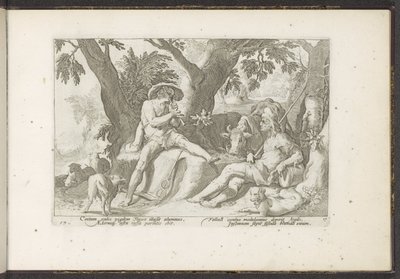 Mercury spiller fløjte for Argus Ovids metamorfoser (serietitel) Genskabelser af P. Ovidius Naso (serietitel) af Hendrick Goltzius (workshop of)