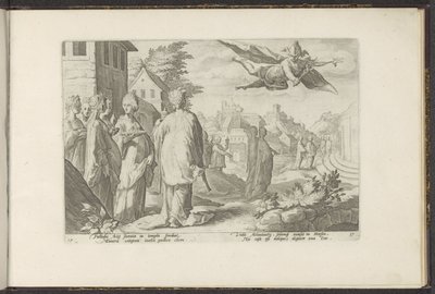 Mercury forelsker sig i Herse Ovids metamorfoser (serietitel) Genskabelser af P. Ovidius Naso (serietitel) af Hendrick Goltzius (workshop of)