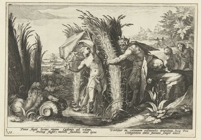 Pan en Syrigs Ovids metamorfoser (serietitel) af Hendrick Goltzius (workshop of)