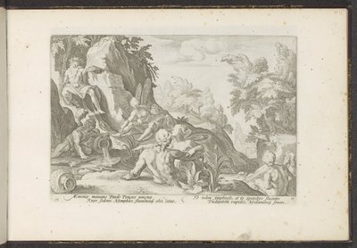 Peneus besøgt af andre flodguder Ovids metamorfoser (serietitel) Genskabelser af P. Ovidius Naso (serietitel) af Hendrick Goltzius (workshop of)