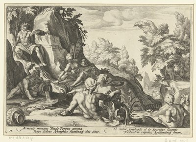 Peneus besøgt af andre flodguder Ovids metamorfoser (serietitel) af Hendrick Goltzius (workshop of)