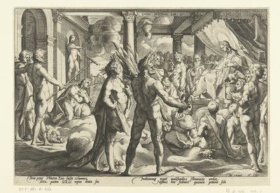 Phaeton i Helios-paladset Ovids metamorfoser (serietitel) af Hendrick Goltzius (workshop of)