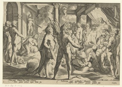 Phaeton i Helios-paladset Ovids metamorfoser (serietitel) af Hendrick Goltzius (workshop of)