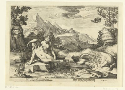 Salmacis og Hermafroditus Ovids Metamorfosen (serietitel) af Hendrick Goltzius (workshop of)