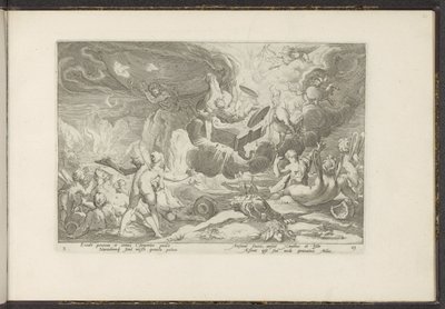 Val van Phaëthon Ovids metamorfoser (serietitel) The Herescheppingen van P. Ovidius Naso (serietitel) af Hendrick Goltzius (workshop of)
