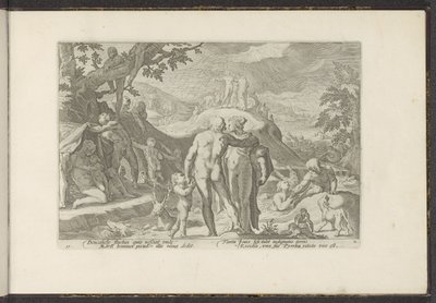 Flod af Deucalion Ovids metamorfoser (serietitel) Genskabelser af P. Ovidius Naso (serietitel) af Hendrick Goltzius (workshop of)