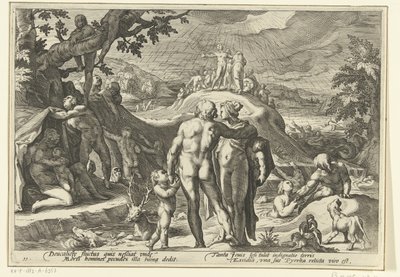Flod af Deucalion Ovids metamorfoser (serietitel) af Hendrick Goltzius (workshop of)