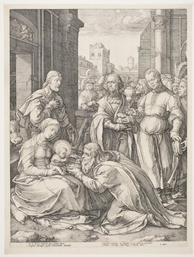 Tilbedelse af Magi af Hendrick Goltzius