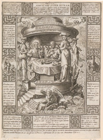 At bygge på klippen, blad 6 af serien »Allegorier over den kristne tro« af Hendrick Goltzius