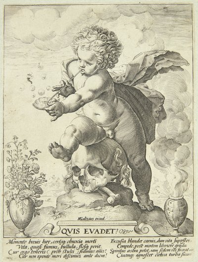 Allegori over livets flygtighed ("Quis Evadet?") af Hendrick Goltzius