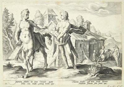 Apollon betror Cheiron med Asklepios uddannelse af Hendrick Goltzius