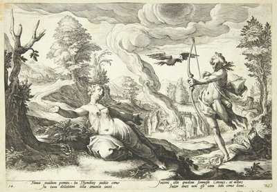 Apollon dræber Koronis af Hendrick Goltzius