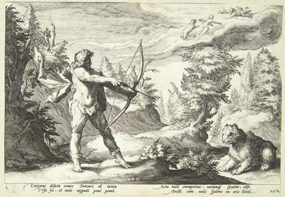 Arcas beredt til at dræbe sin mor af Hendrick Goltzius