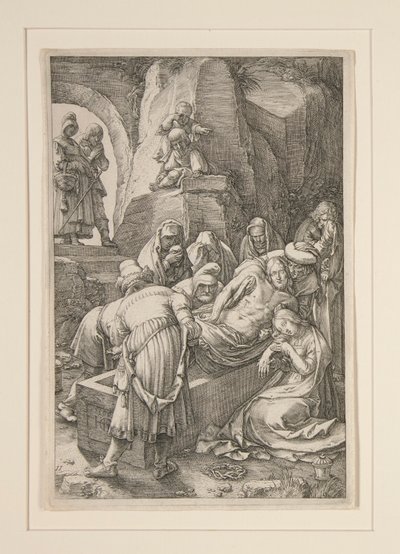 Burial of Christ (The Entombment), fra The Passion, #11 i en serie på 12 graveringer af Hendrick Goltzius