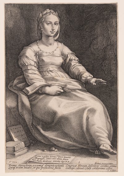 Kalliope, den episke poesis og veltalenhedens muse, fra De ni muser af Hendrick Goltzius