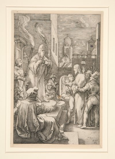 Kristus for Kajfas, planche 4 fra serien Kristi lidelse af Hendrick Goltzius