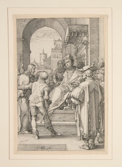 Kristus før Pilatus, fra The Passion, #5 i en serie på 12 graveringer af Hendrick Goltzius