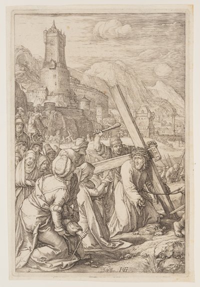 Kristus bærer korset, fra The Passion af Hendrick Goltzius