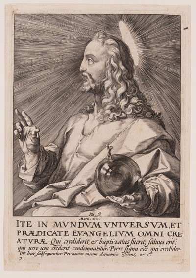 Kristus, fra Kristus, apostlene og Paulus med trosbekendelsen af Hendrick Goltzius