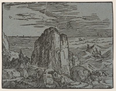Klippe på en strandbred af Hendrick Goltzius