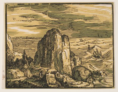 Klippe på en strandbred af Hendrick Goltzius