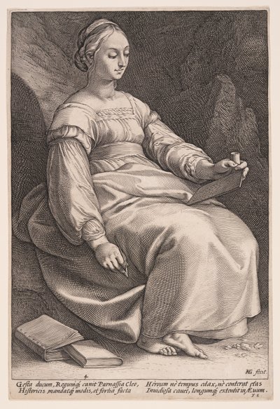 Clio, historiens muse, fra De ni muser af Hendrick Goltzius