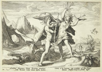 Dafne forvandlet til et laurbærtræ af Hendrick Goltzius
