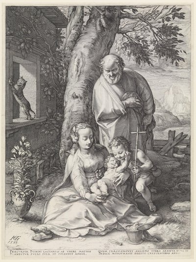 Den hellige familie med Johannes Døberen af Hendrick Goltzius