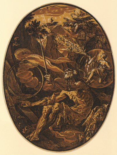 Demogorgon i evighedens hule, blad 1 af serien »Demogorgon og de guddommelige væsener« af Hendrick Goltzius