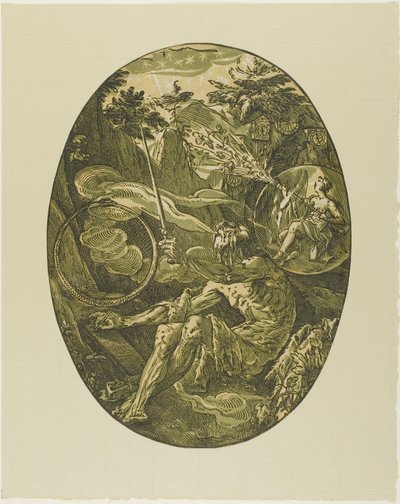 Demogorgon i Evighedens Cave, plade en fra Demogorgon and the Deities af Hendrick Goltzius