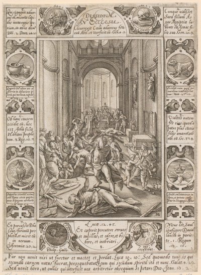 Dissidium in Ecclesia, ark 8 i serien »Allegorier over den kristne tro« af Hendrick Goltzius