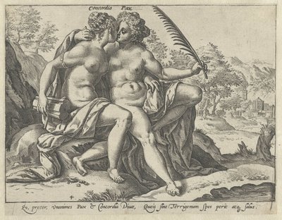 Enhed og fred (Concordia / Pax) De forenede dyder (serietitel) af Hendrick Goltzius