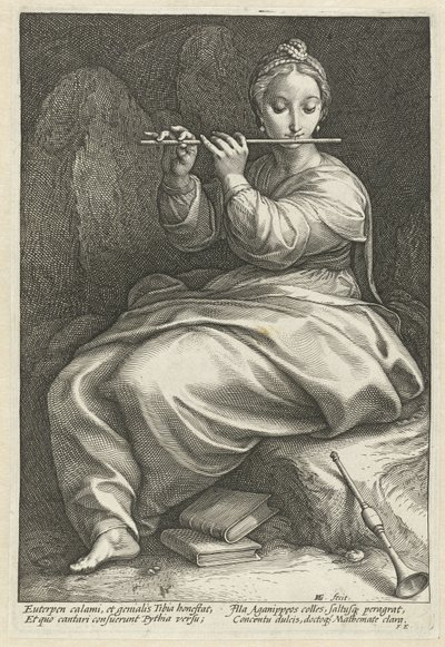 Euterpe The Nine Muses (serietitel) af Hendrick Goltzius