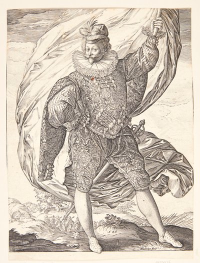 Faneholderen, vendt mod højre af Hendrick Goltzius