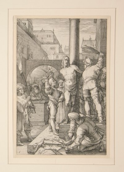 Flagellation of Christ, fra The Passion, #6 i en serie af 12 graveringer af Hendrick Goltzius