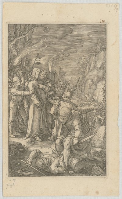 Kristi tilfangetagelse, blad 3 fra serien „Passionen“ af Hendrick Goltzius