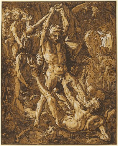 Herkules dræber Cacus af Hendrick Goltzius
