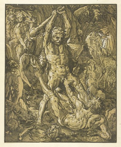 Hercules en Cacus af Hendrick Goltzius