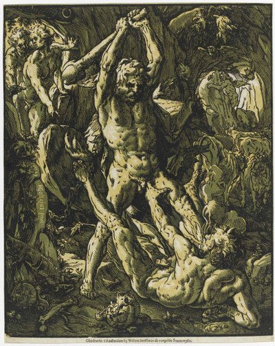 Hercules dræber Cacus, 1588. af Hendrick Goltzius